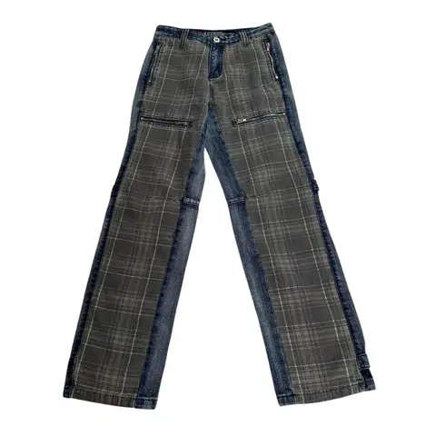 빈티지 체크 데님 팬츠