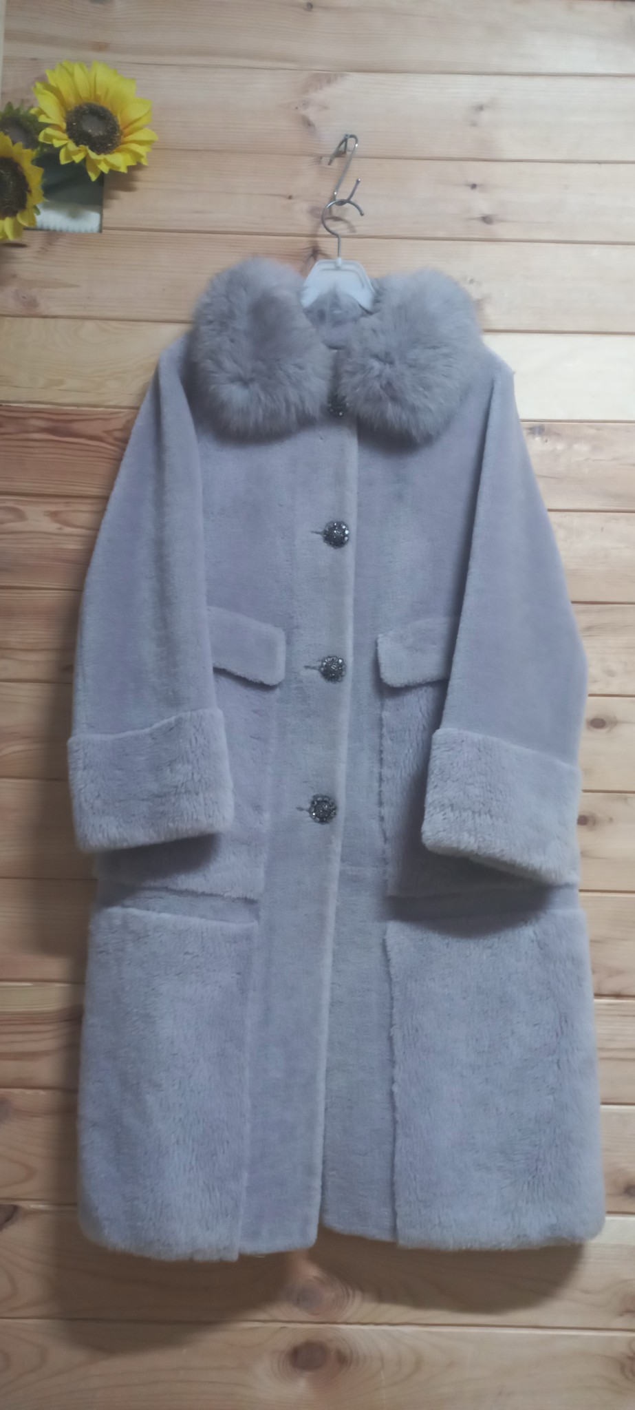 루나코어스 폭스퍼 양모 롱코트