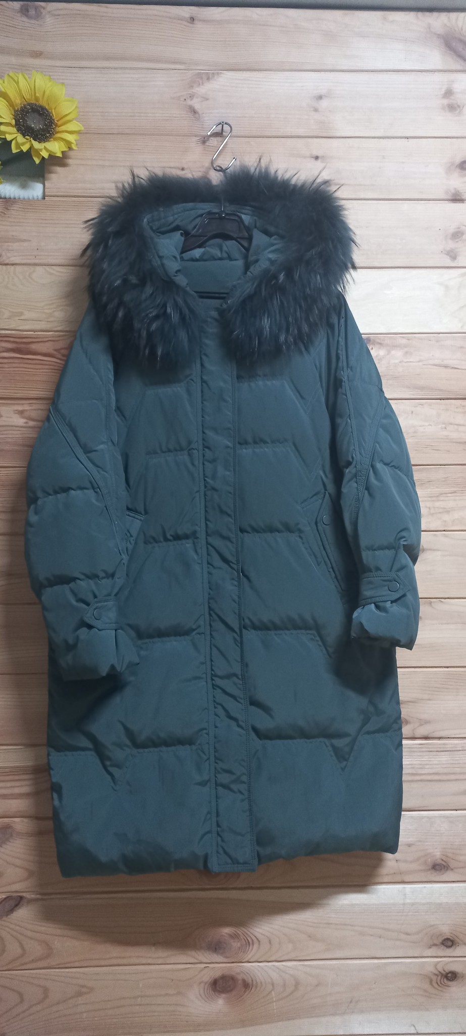 라쿤퍼 다운 롱 패딩