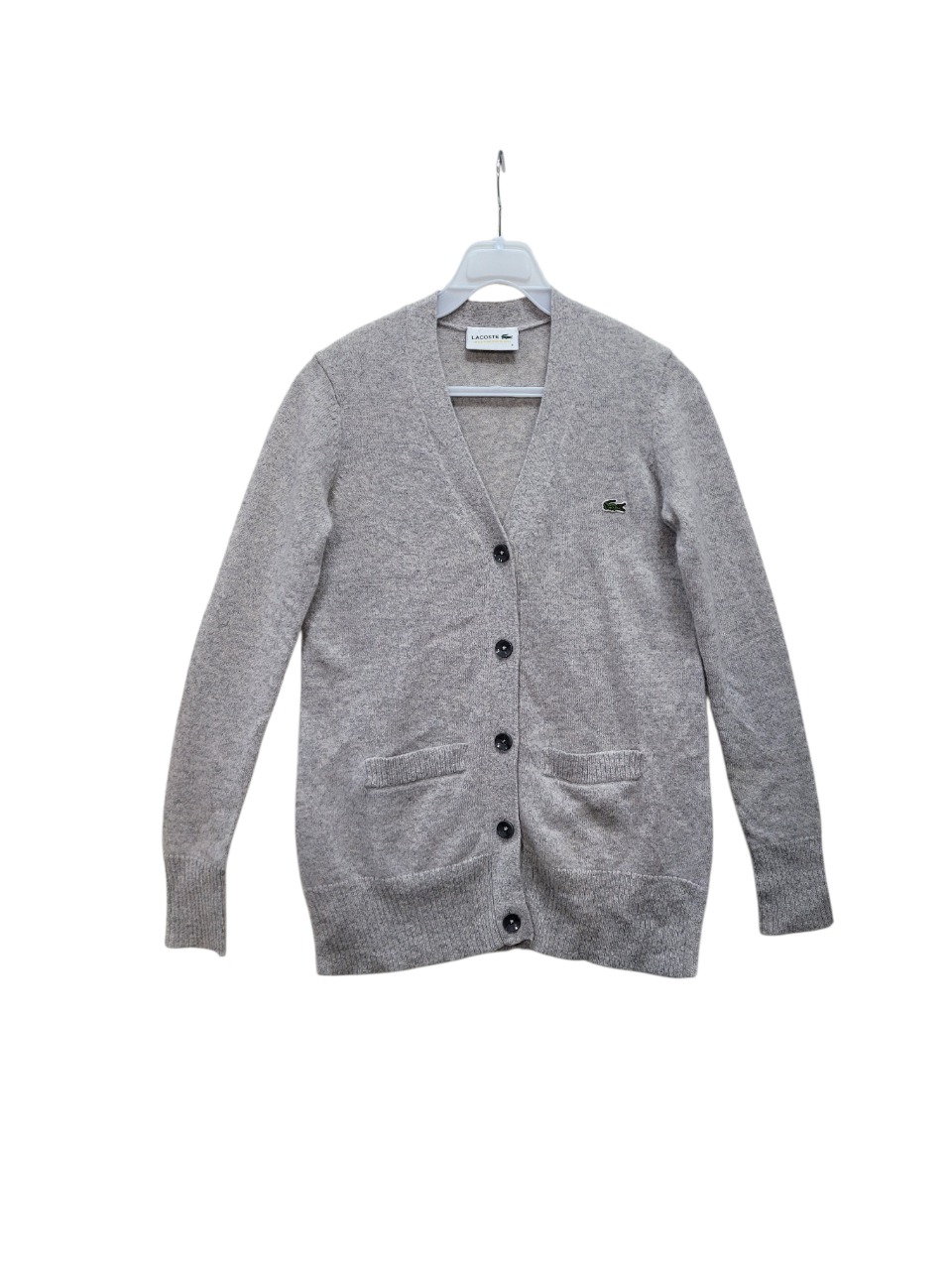 라코스테 일본 정품 캐시미어 100퍼 스몰사이즈 그레이 가디건 니트