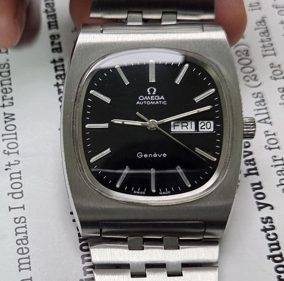 레어] 빈티지 오메가 제네브 테레비 점보 블랙판 데이데이트 브레이슬릿 v