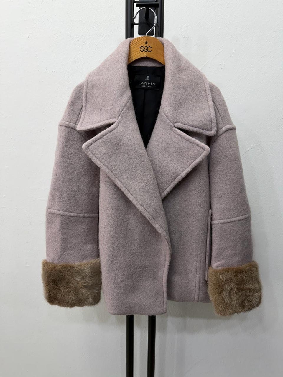 정품) 랑방 컬렉션 한섬 밍크퍼프 소매 코트 82