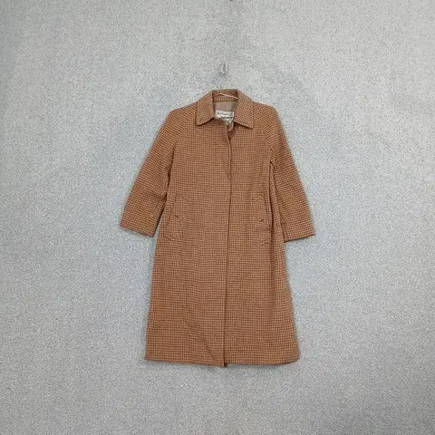 버버리 체크 브라운 클래식 울 코트 S-106