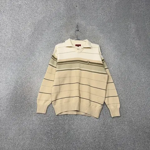 스코필드 빈티지 스트라이프 베이지 카라 니트 95