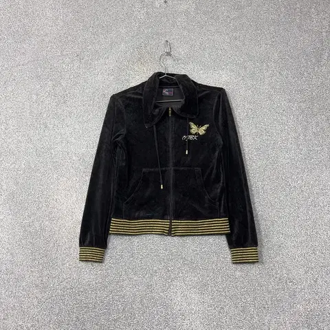 BOOKIE Y2K 검금 자수 벨벳 트랙탑 집업 저지 90