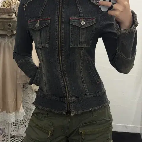 비비안 웨스트우드 흑청 Y2K 워싱 빈티지 디테일 데님 자켓 S