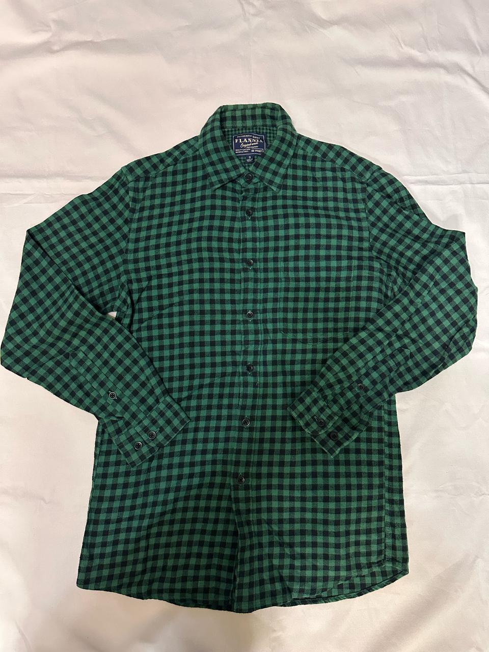 구제&빈티지 남녀공용 FLANNEL 겨울 녹색 체크남방 플란넬 셔츠