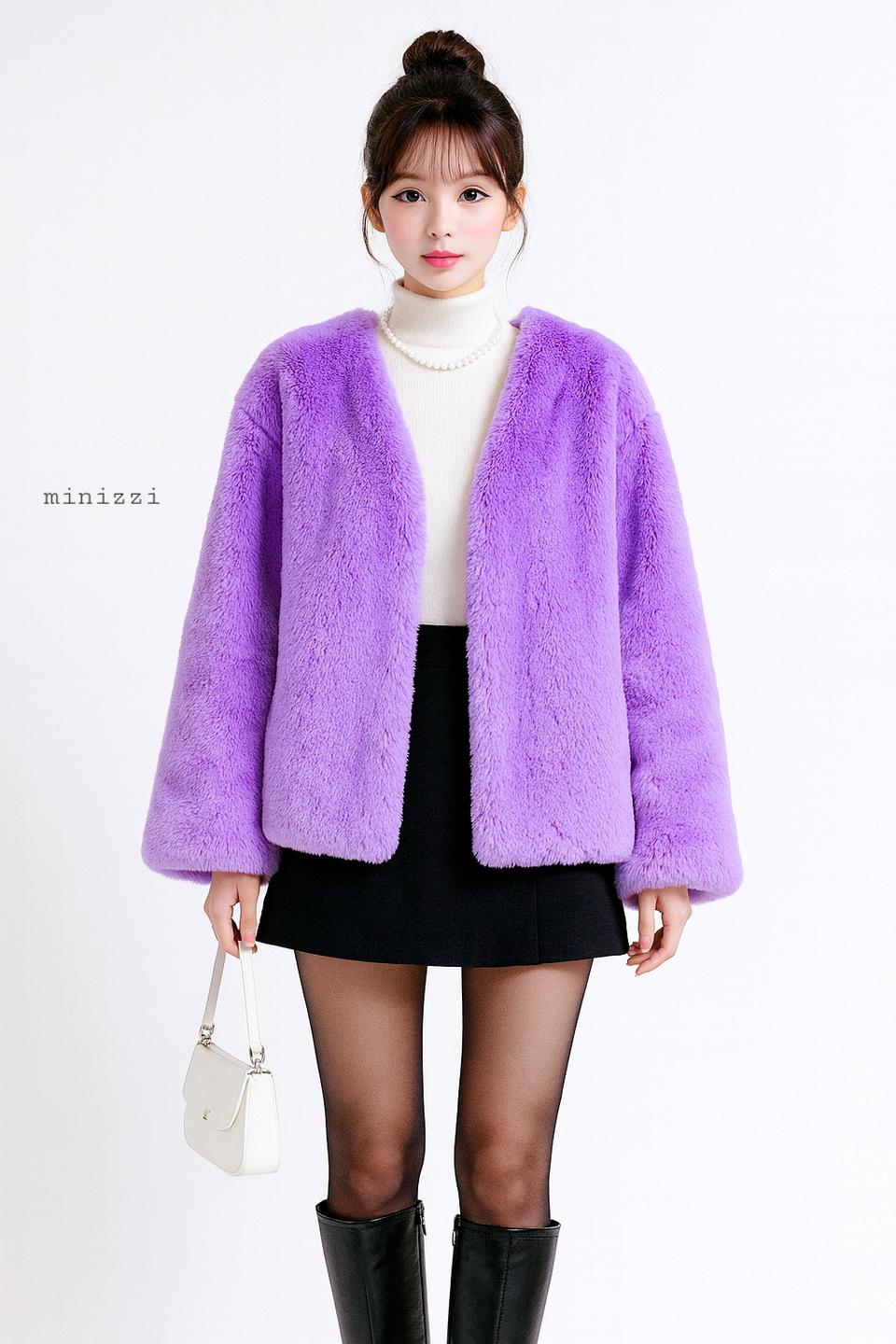 ❤ 오버핏 퍼플 보라 루즈핏 밍크 퍼자켓 라벤더 빈티지 에코퍼자켓 ❤