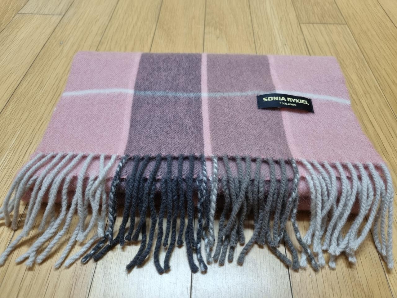 소니아 리키엘 핑크 체크 머플러