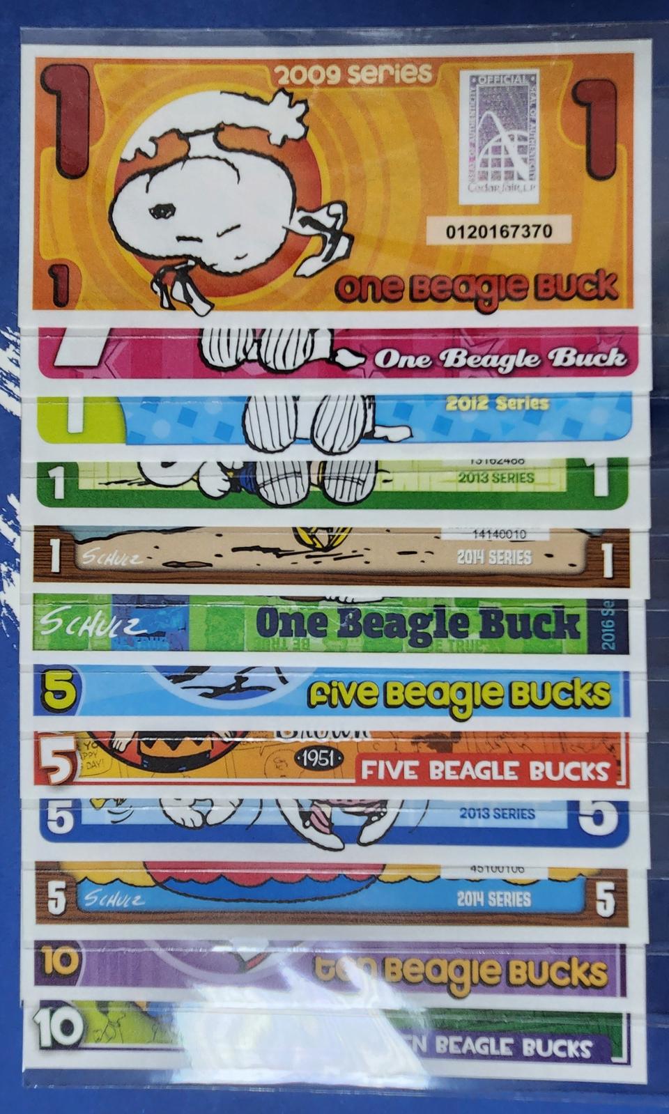 미국 스누피 달러, 1~10달러 (총12장 풀세트 / 정품). {a}