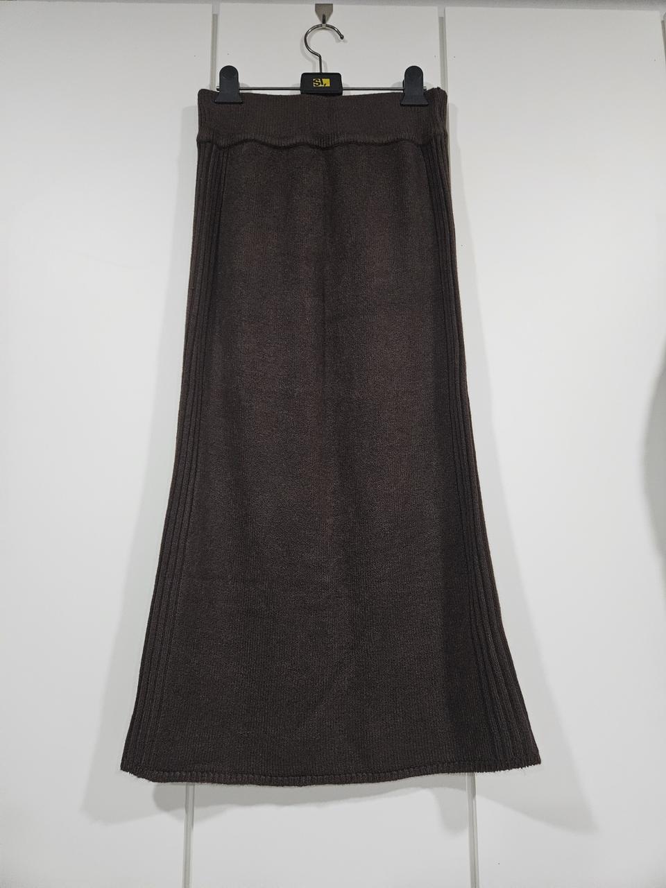 브라운 니트 롱 스커트.(XS~S)