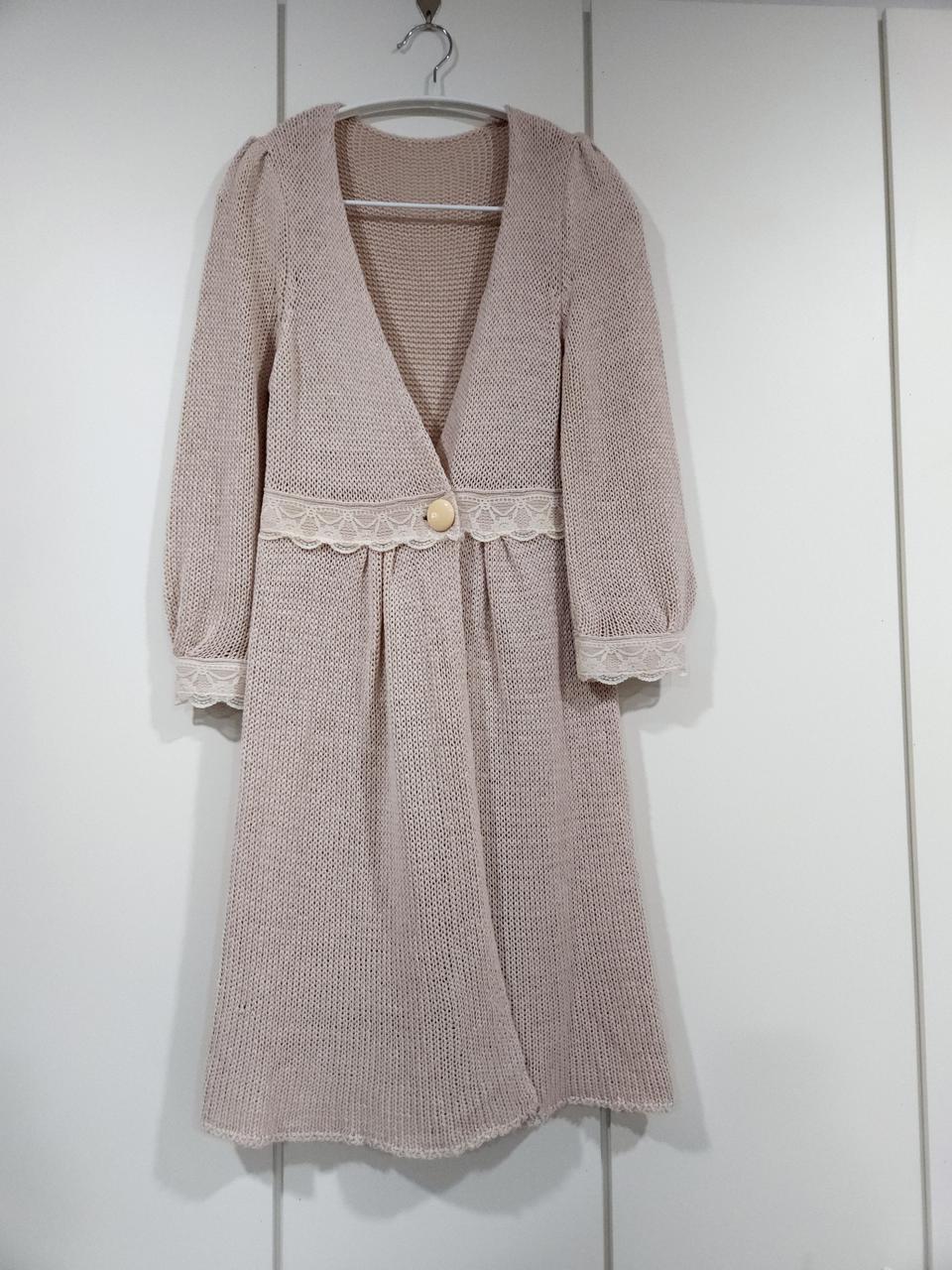 레이스 베이지핑크 니트 가디건.