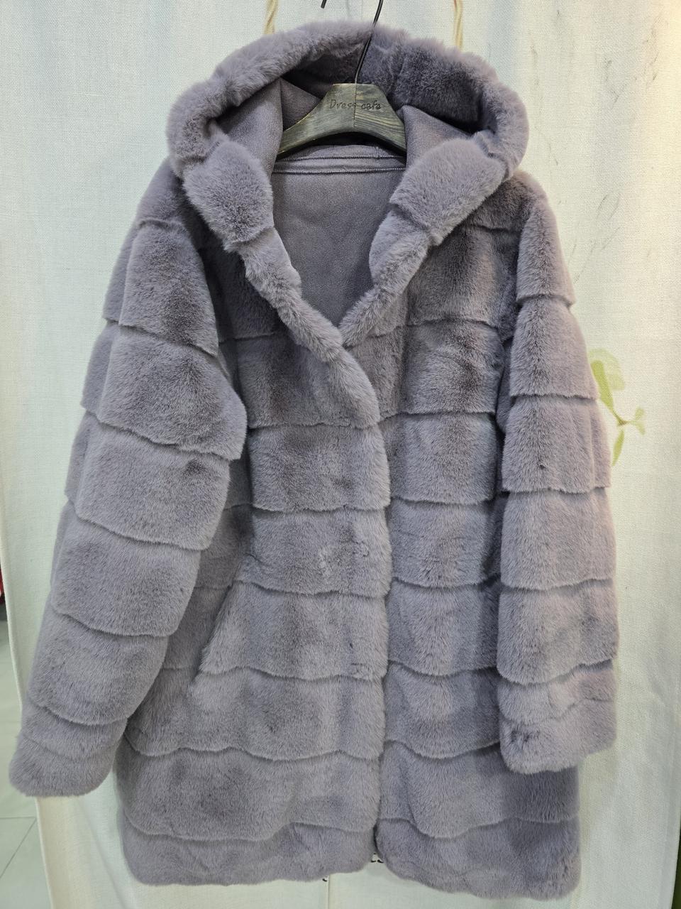 연보라  후드 인조퍼코트66