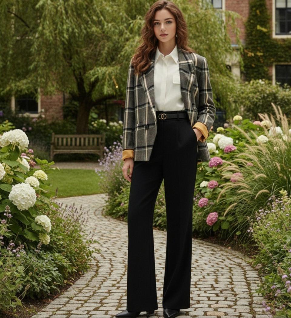 잇미샤 백오픈 체크자켓 55사이즈