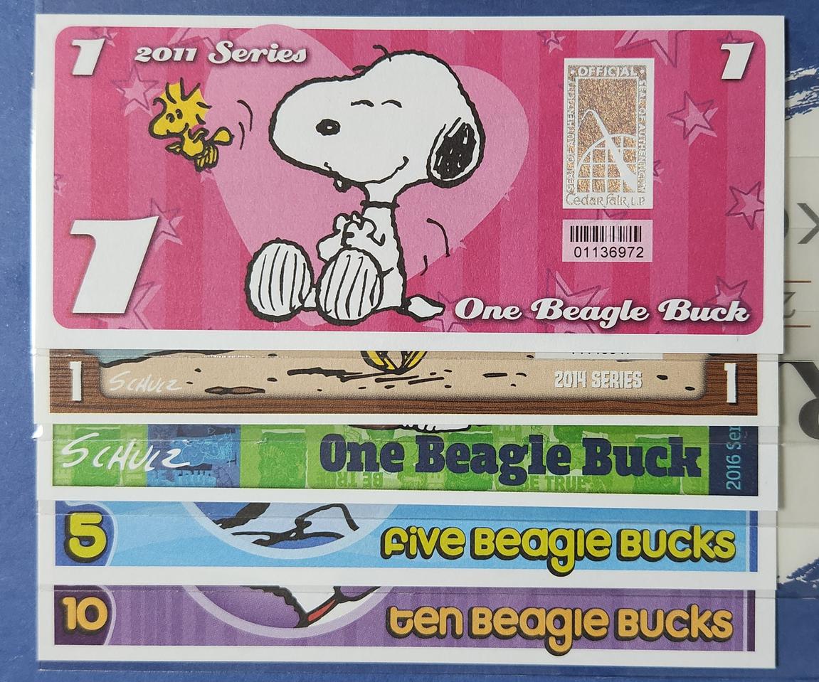스누피 기념 지폐 - 스누피달러, 1~10달러 (5종 세트 / 정품)