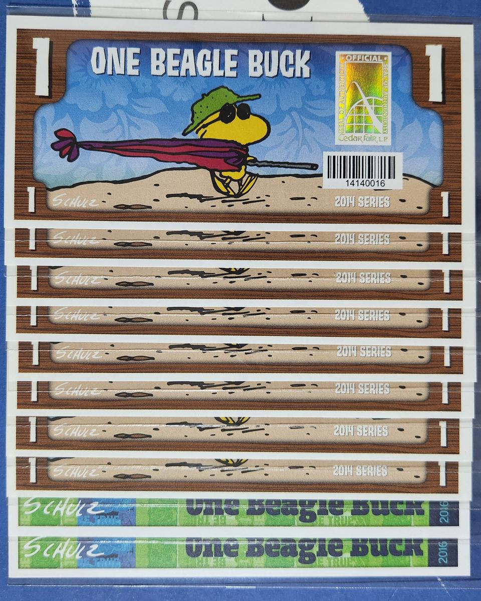 스누피 기념 지폐 - 스누피 1달러 (2종, 총10장 일괄 /정품)