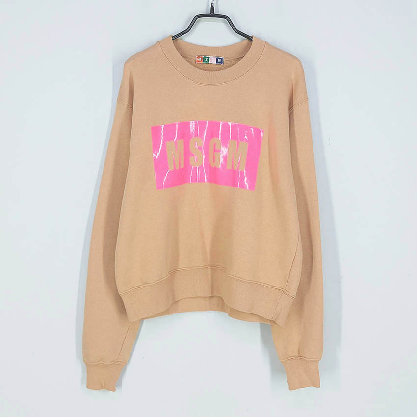 MSGM 여성 빅로고 기모 맨투맨 진베이지S (HU42022)