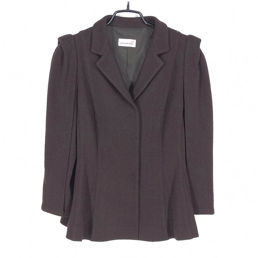 손정완 여성 추동 퍼프 7부소매 모직자켓 다크브라운 (HU42025)