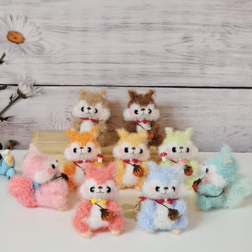 청설모 핸드메이드 손뜨개 인형동물수세미