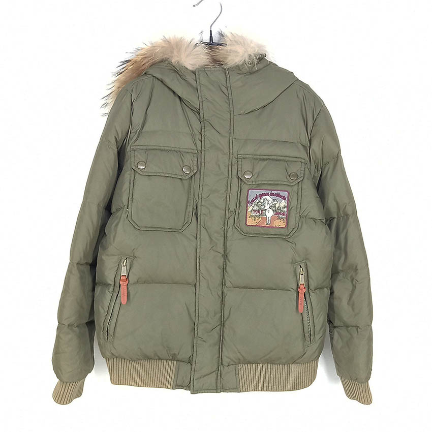 지프 여성 후드퍼 백프린팅 덕다운패딩 카키95 (HU42032)