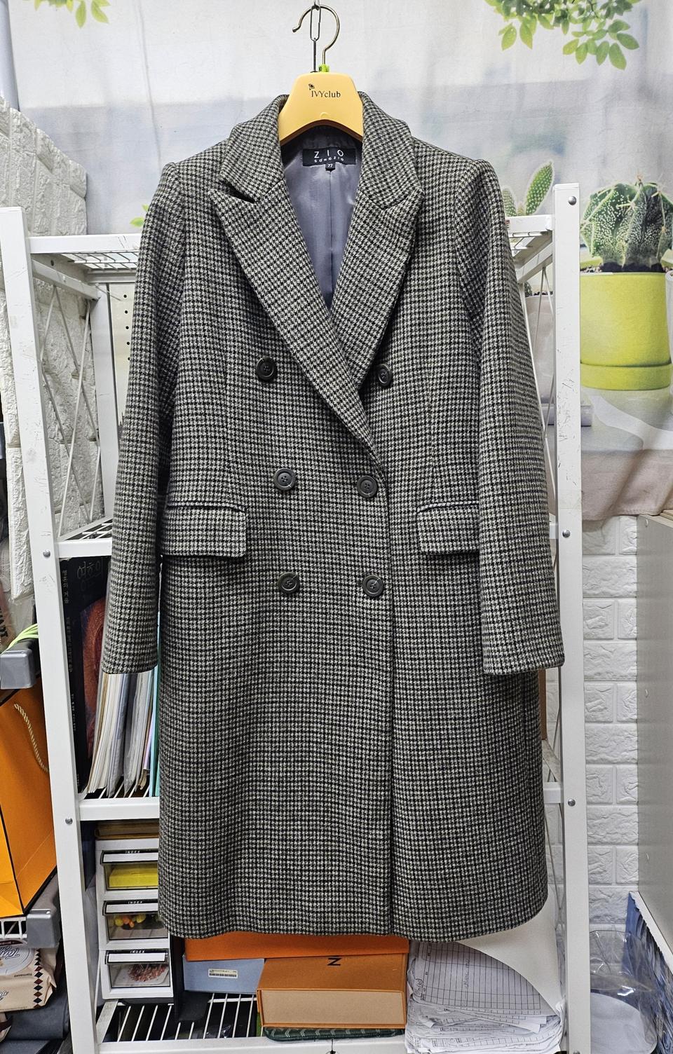 지오송지오 여성 체크 롱코트 66~슬림77 더블코트 AD35