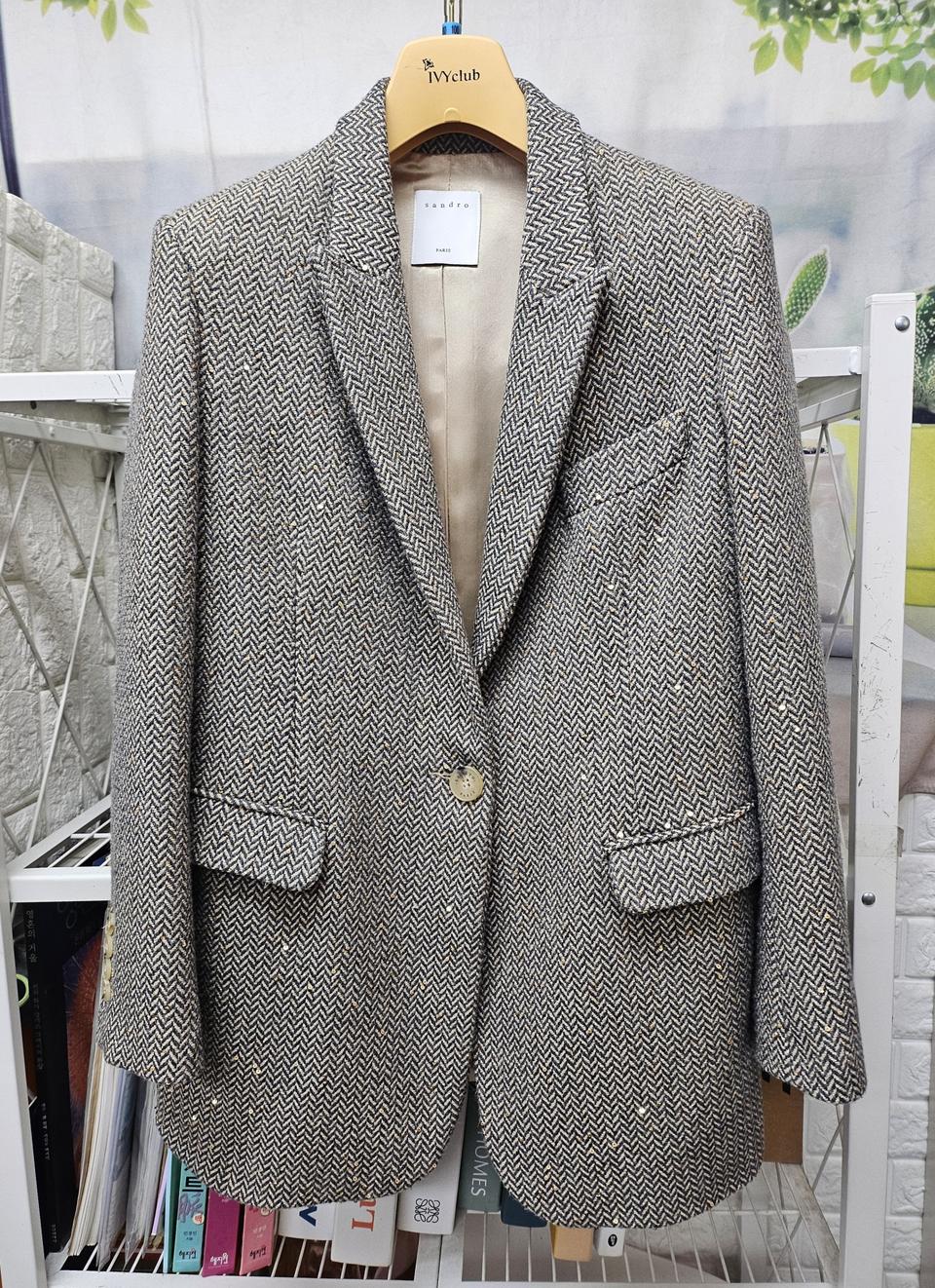 산드로 여성자켓 55 헤링본 테일러드 싱글자켓 AD33