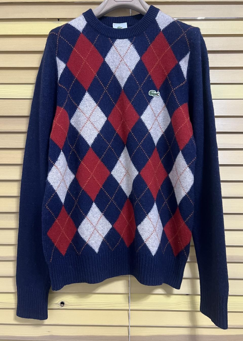 라코스테 남성 네이비아가일 울 라운드니트