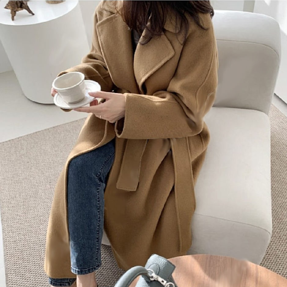 르꼬르망(le cormang) 핸드메이드 벨티드 울코트 프리사이즈 새상품