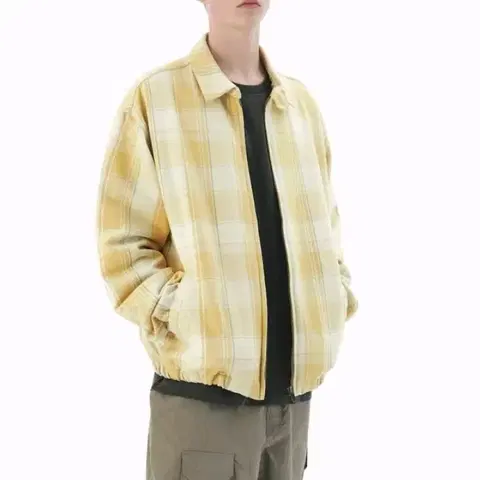 디스이즈네버댓 빅 격자 플란넬 블루종 자켓 L