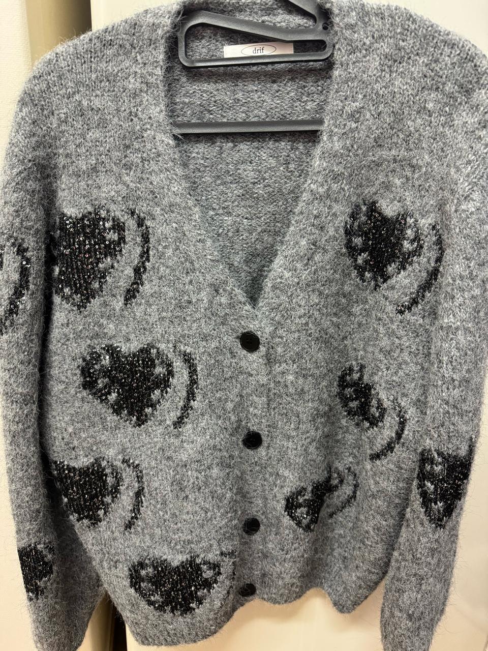 스팽글 하트 니트 가디건