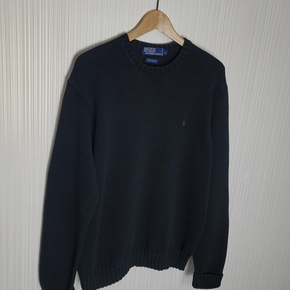 L 폴로 니트 코튼스웨터 블랙 라운드 랄프로렌