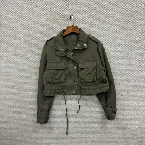 빈티지 카키 여성 크롭 자켓 90 M07423