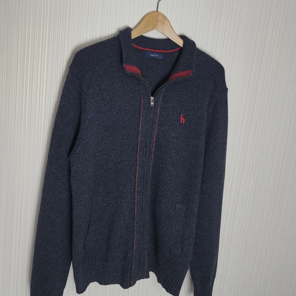 105_헤지스 울 니트집업 차콜 스티치