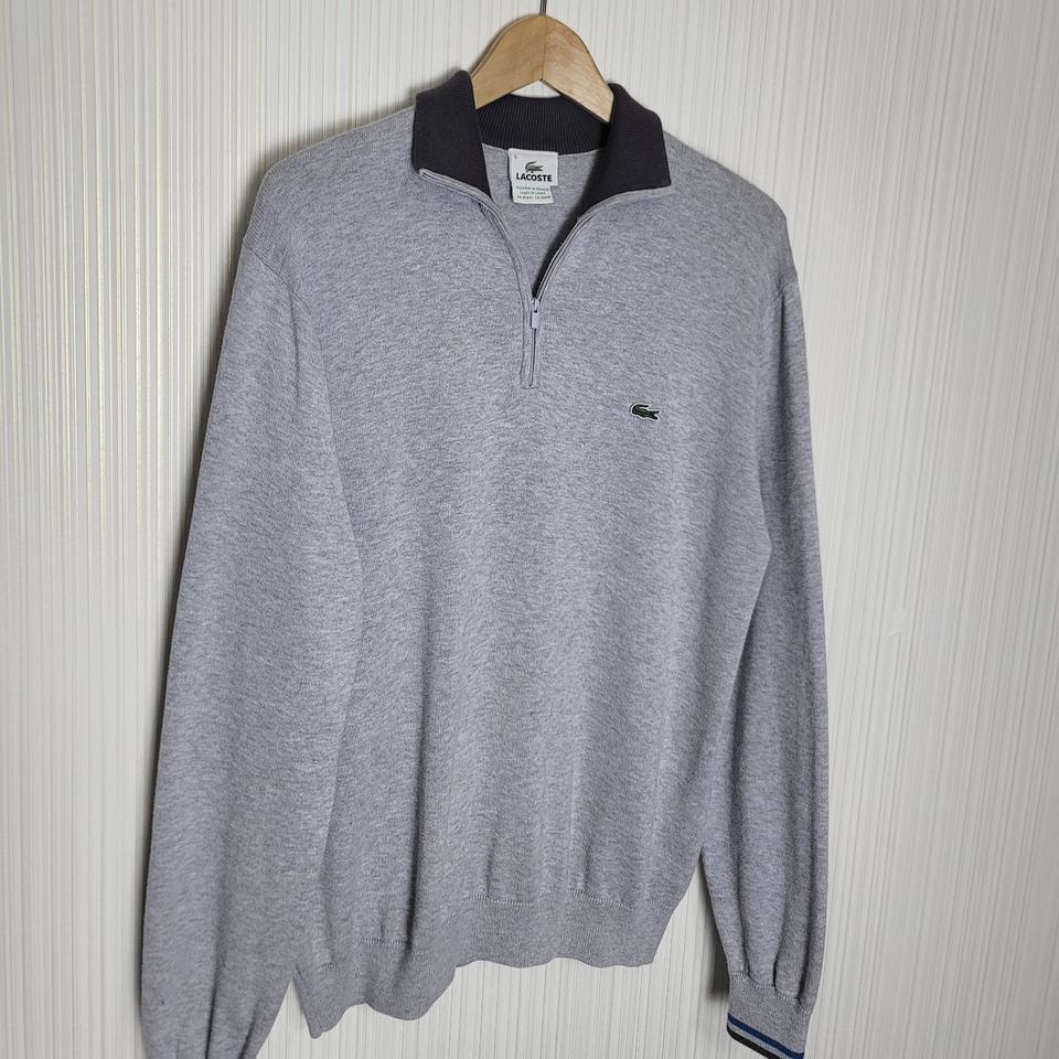 105_라코스테 니트 하프집업 그레이 배색