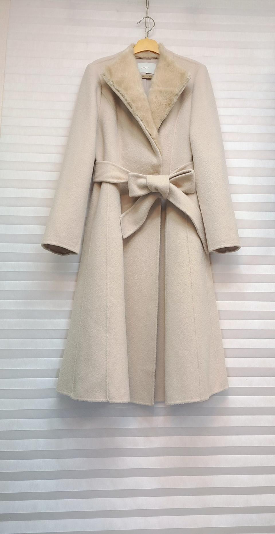 지고트> 밍크 숄카라 벨티드 롱코트