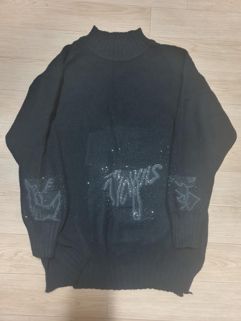 새옷 66-77 여성 반폴라 반짝이 큐빅 장식 니트 스웨터