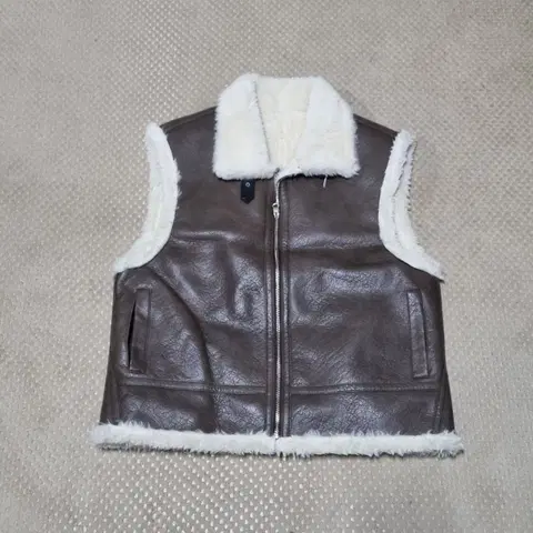 여성 무스탕 레더 조끼 베스트