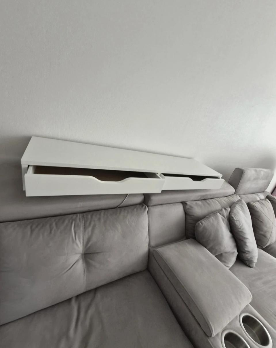 이케아 서랍형 벽선반 화이트 + 선반 브래킷 화이트