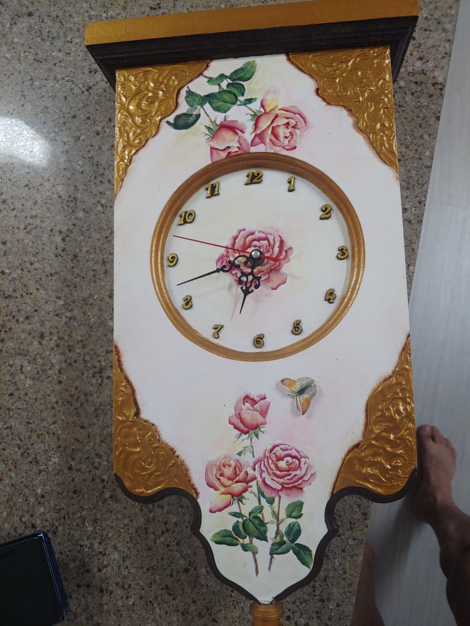 장미 빈티지 벽시계