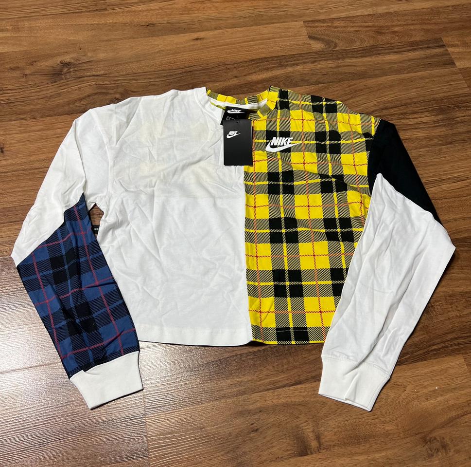 새상품 나이키 체크 크롭 긴팔(M)