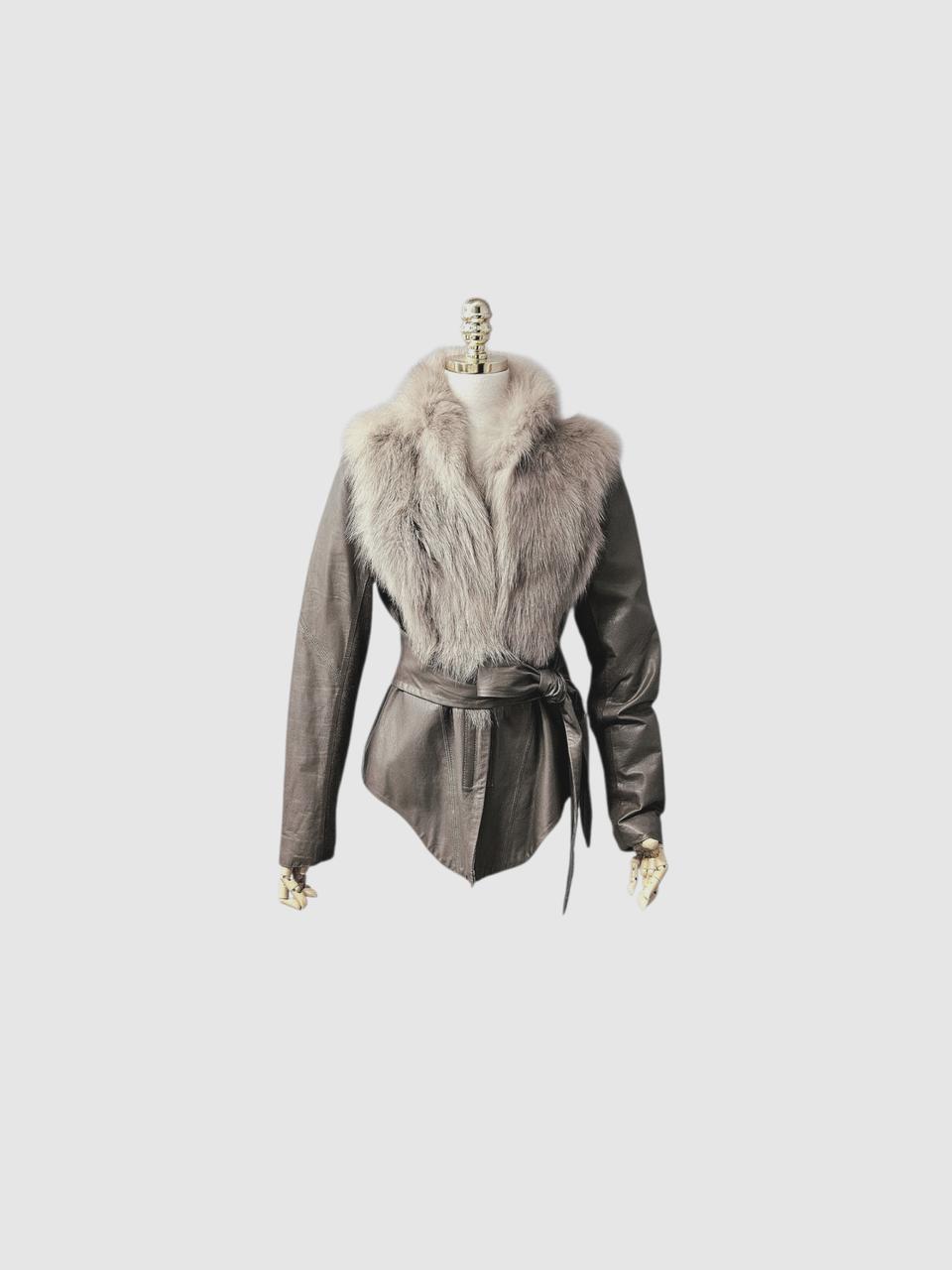 도호 폭스퍼 믹스 벨티드 가죽 자켓