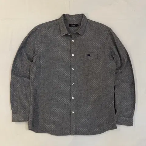 버버리 폴카닷 땡땡이 기마로고 셔츠 그레이