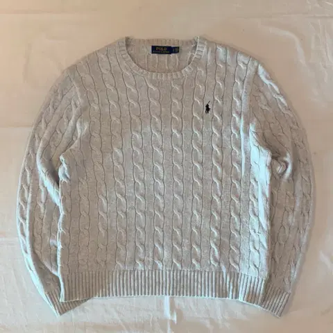 폴로 랄프로렌 꽈배기 케이블 니트 멜란지 라이트 그레이