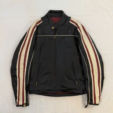 윌슨 레더 레이싱 소가죽 스트라이프 라이더 자켓