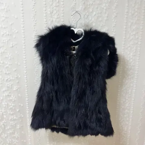 블루 블랙 퍼 조끼 후드 베스트 갸루 펑크 y2k 빈티지