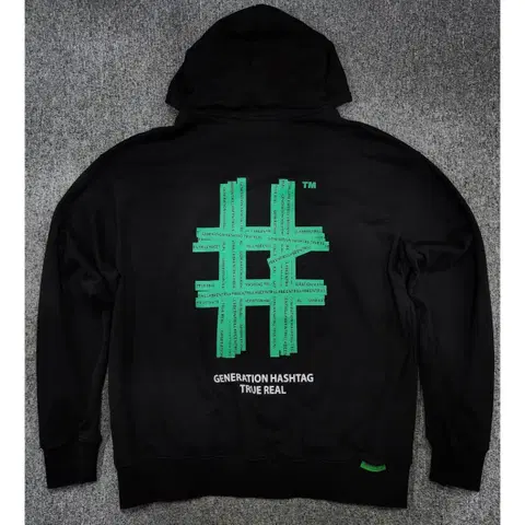 빈트릴 테이핑 해시태그 오버핏 후드집업 XL