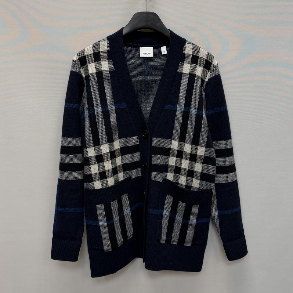 버버리 체크 울 캐시미어 오버사이즈 가디건 (95)