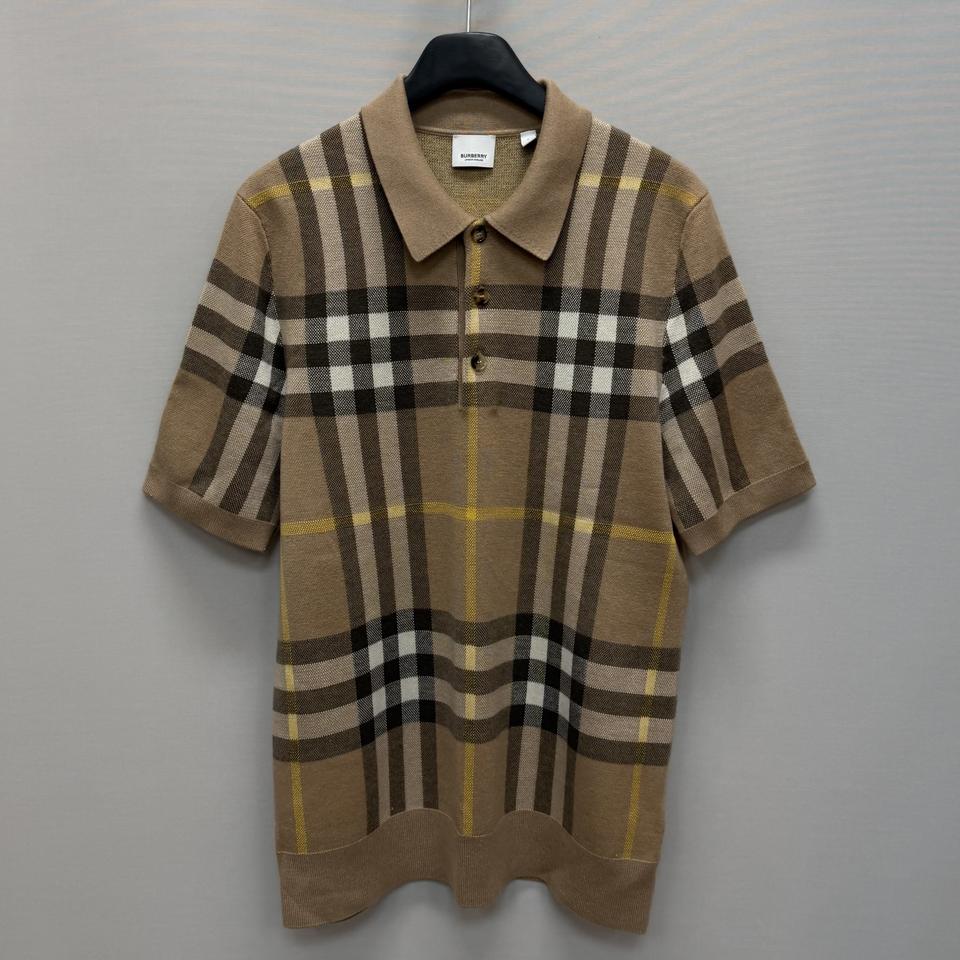 버버리 체크 패턴 폴로 니트 반팔티(100)