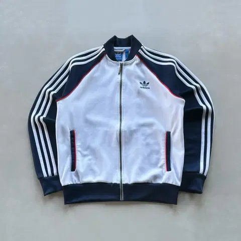 [XL]아디다스 트레포일 화이트 네이비 트랙탑 져지