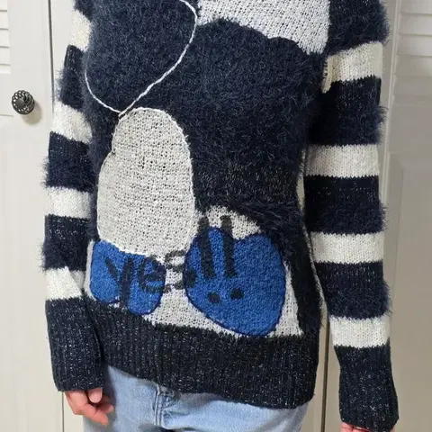 Desigual 데시구알 하트 스트라이프 니트 롱슬리브